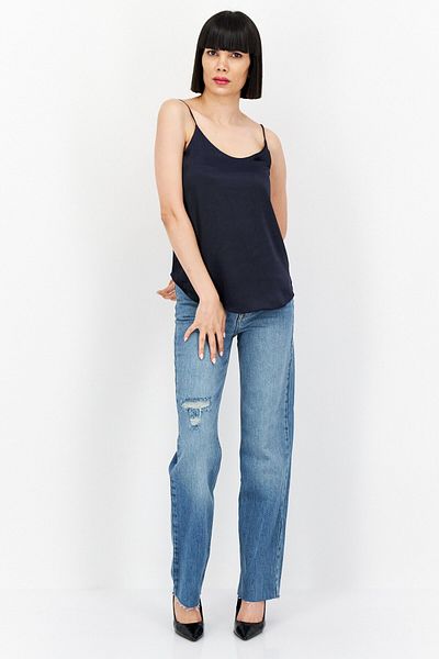 Bar III Women Scoop Neck Sleeveless Plain Top, Navy