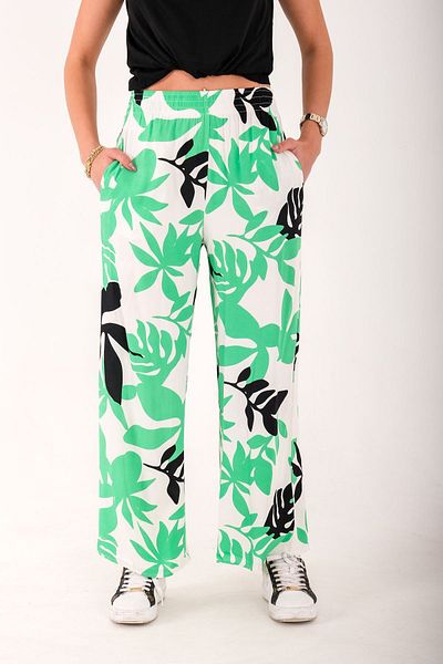 Blues Outlet Women's Waist Elastic Palazzo Pants-Green
