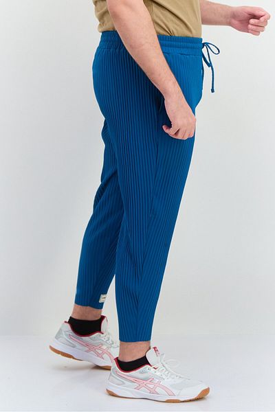 The Giving Movement Men Regular Fit Embroidered Tapered Pants, Teal Blue