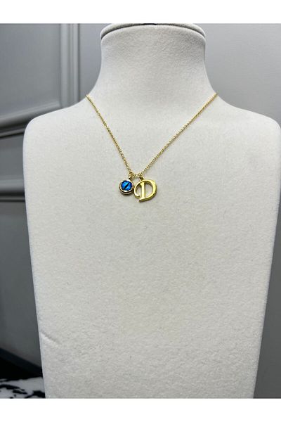Store D Letter Necklace - Evil Eye Beaded Letter and Chain Design