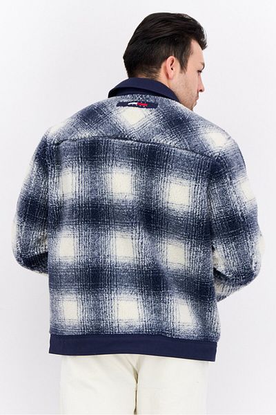 Tommy Jeans Men Textured Sherpa Jacket, Navy Combo