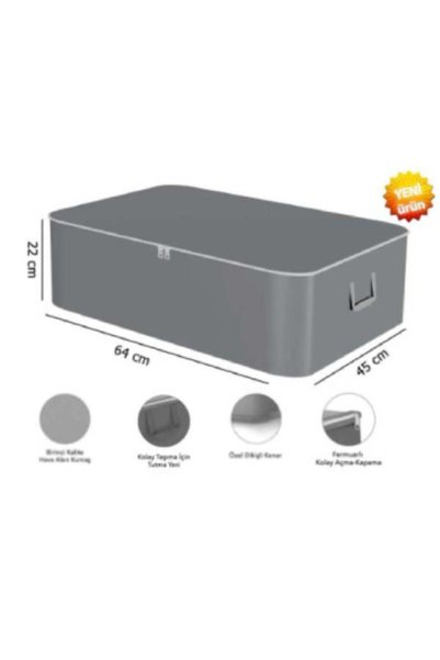 DEMİROĞLU EV TEKSTİL 6 Pieces Large Size Thick Fabric Gray Base and Sofa Bed Type Cushions Dimensions 64X45X22 Cm. Closet Organizer