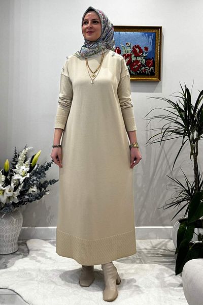 Rabia Şamlı Γαρίφαλο Πλεκτό Φόρεμα Πέτρα