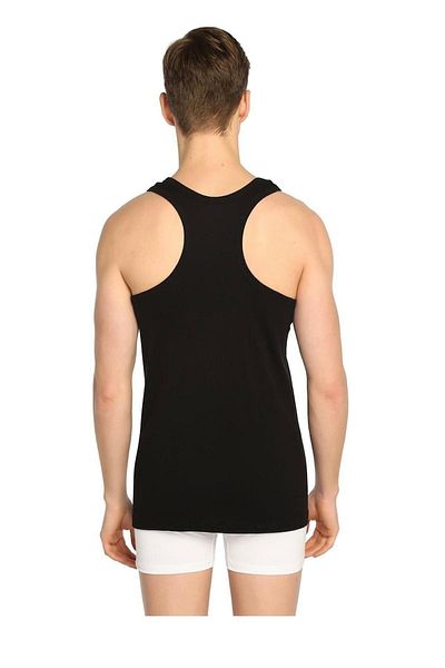KEYAL Seher Men's Black Back Cross 6 Pack Ribbed Sports Singlet