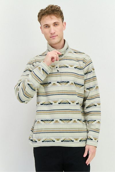 Hurley Men Mock Neck Allover Print Sweatshirt, Beige Combo