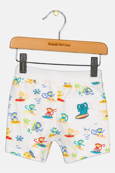 Dp Am Toddlers Boy Allover Print Basic Shorts, White