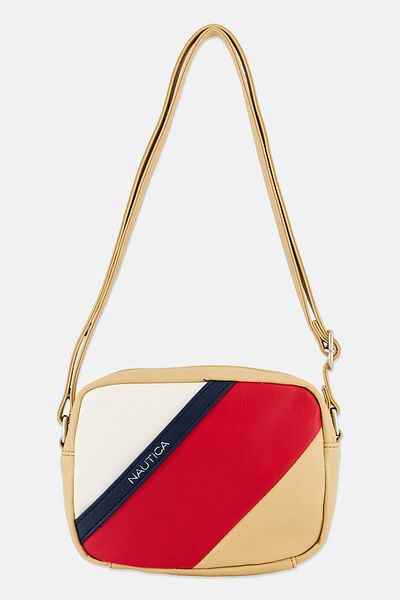 Nautica Women Brand Logo Cross Body Bag 15 H x 19 L x 6 W cm, Beige Combo