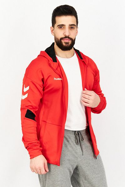 hummel Men Hooded Brand Logo Long Sleeves Sweatshirt, Red
