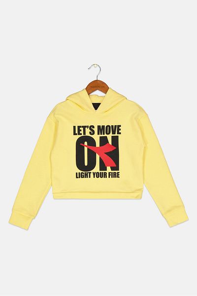 Diadora Kids Girl Graphic Print Hoodie, Yellow