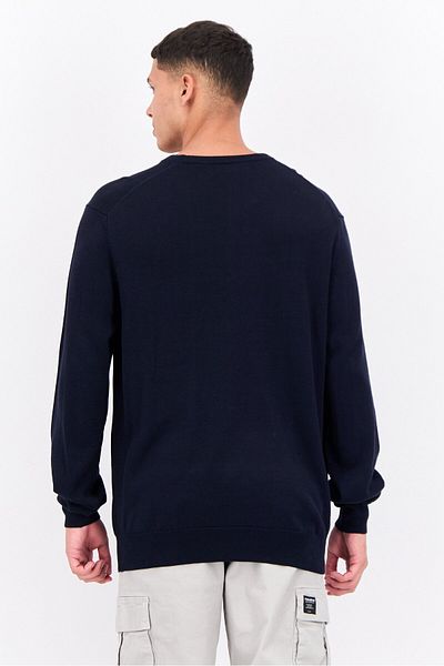 Perry Ellis Men Crew Neck Textured Long Sleeves Sweatshirt, Navy