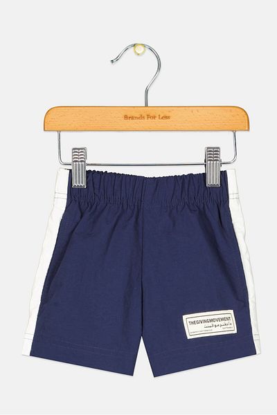 The Giving Movement Toddlers Girl Brand Logo Shorts, Navy/white