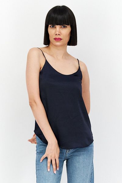 Bar III Women Scoop Neck Sleeveless Plain Top, Navy