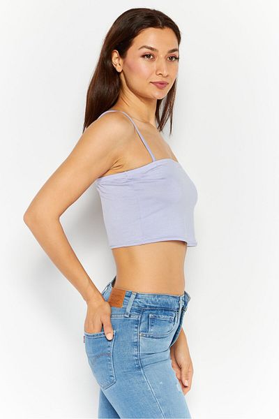 Missguided Women Straight Across Sleeveless Textured Top, Lilac