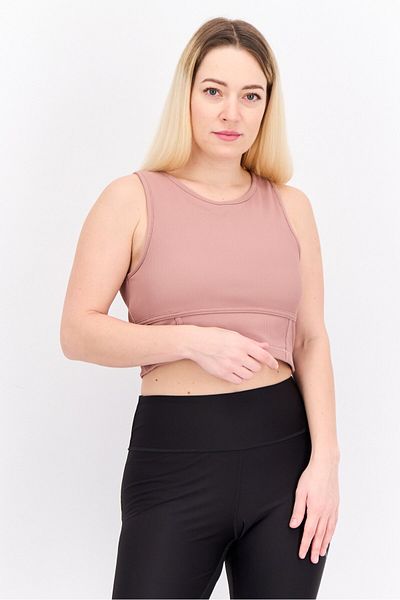 JASON WU Women Sportswear Fit Padded Sleeveless Training Crop Top, Rose Gold