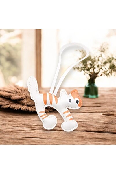 Fivy Charm pisică surprinsă din piele artificială, ornament pentru geantă, br...