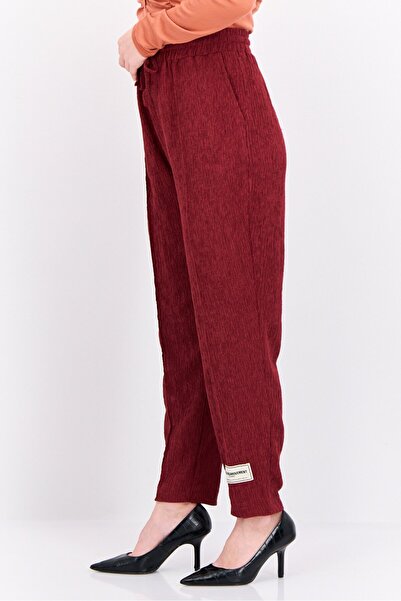 The Giving Movement Women Regular Fit Textured Palazzo Pants, Maroon