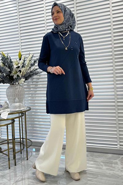 Rabia Şamlı Gonca Knitwear Tunic - Indigo