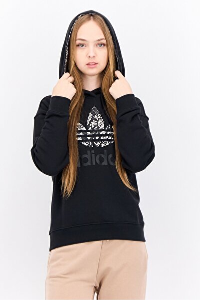 adidas سويت شيرت رياضي نسائي بأكمام طويلة مناسب للخارج، أسود