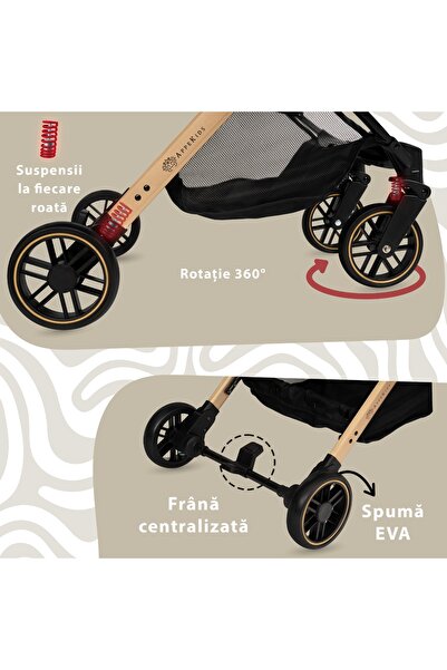 APPEKIDS Sportovní cestovní kočárek, ultrakompaktní, typ Troller - černý