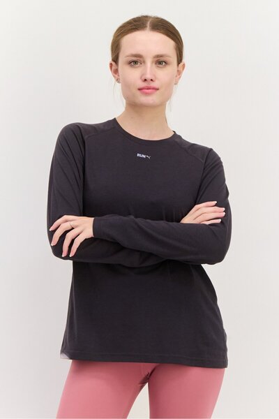 Puma Women Sportswear Fit Long Sleeve Running T-Shirt, Dark Grey