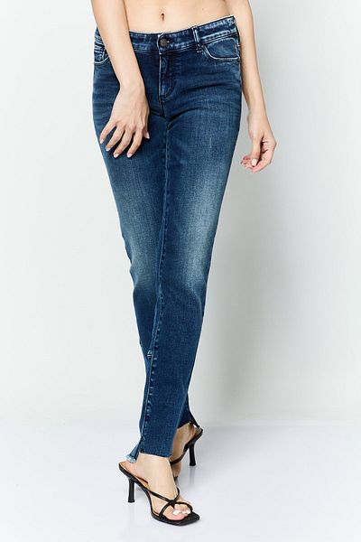 Armani Exchange Women Skinny Fit Low Rise Straight Leg Stretch Jeans, Navy