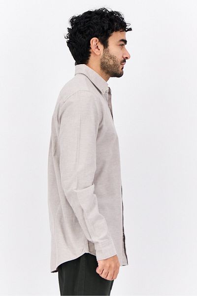 GAP Men Standard Fit Long Sleeves Chambray Casual Shirt, Grey