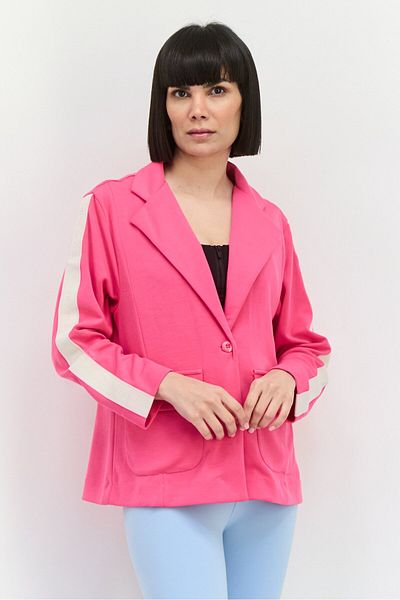 Tribe of 6 Women Regular Fit Brand Logo Blazers, Fuchsia Purple