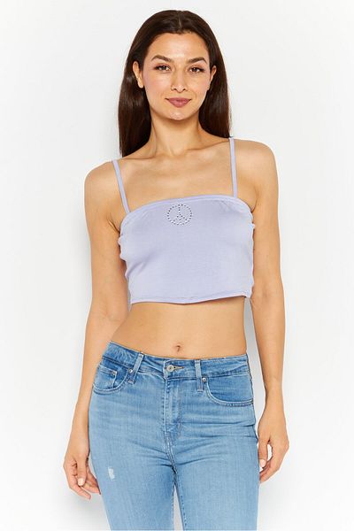 Missguided Women Straight Across Sleeveless Textured Top, Lilac