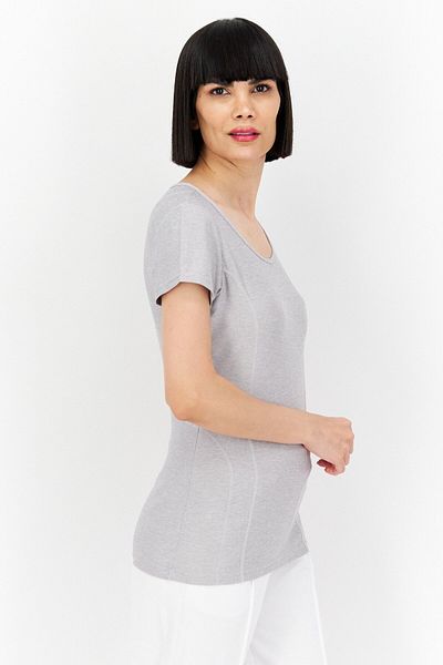 Reebok Women Sportswear Fit U Neck Short Sleeve Training Top, Grey