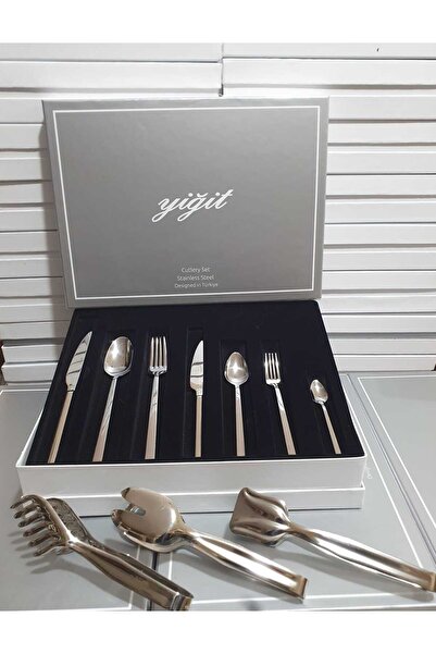Yiğit طقم أدوات مائدة من الفولاذ المقاوم للصدأ مكون من 87 قطعة من الزمرد يتسع...