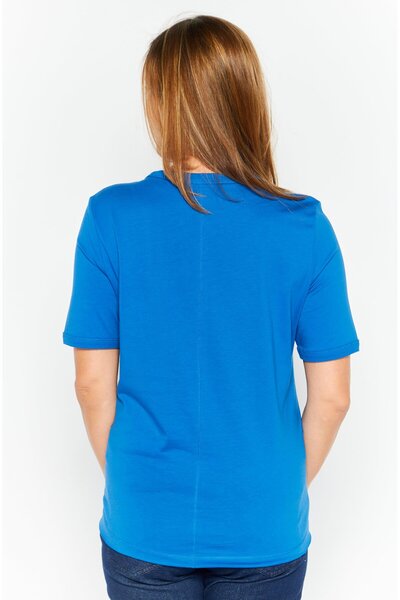 Esprit Women Crew Neck Short Sleeve Graphic Top, Blue