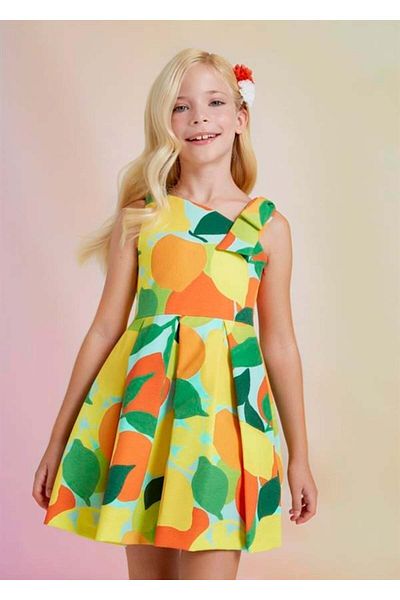 Abel & Lula Abel&Lula Girls Summer Dress with Braces and Bow 5052