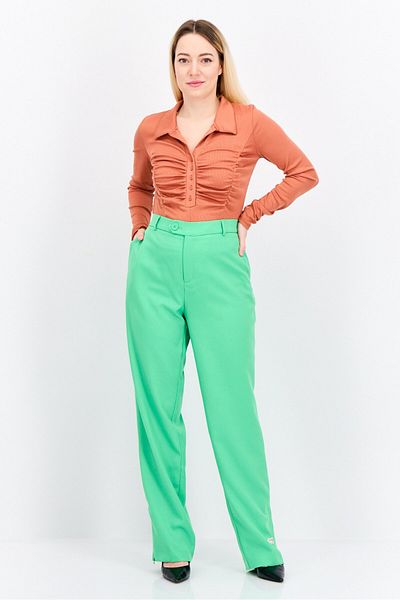 The Giving Movement Women Regular Fit Brand Logo Dress Pants, Lime Green