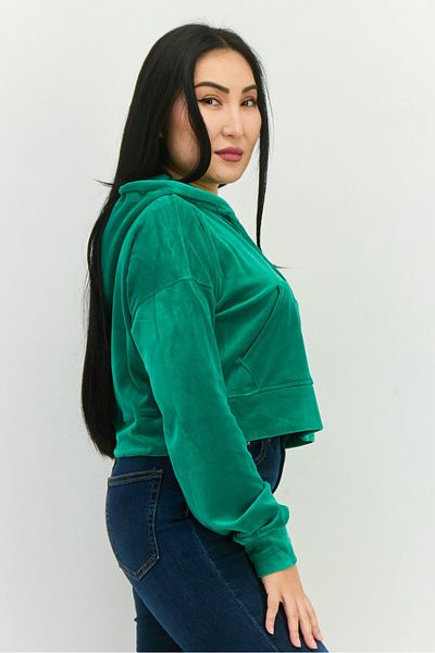 NIA Women Hooded Plain Sweatshirt, Green