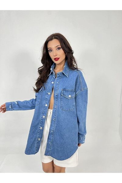 Kokosh moda 6599 Denim Shirt-Blue