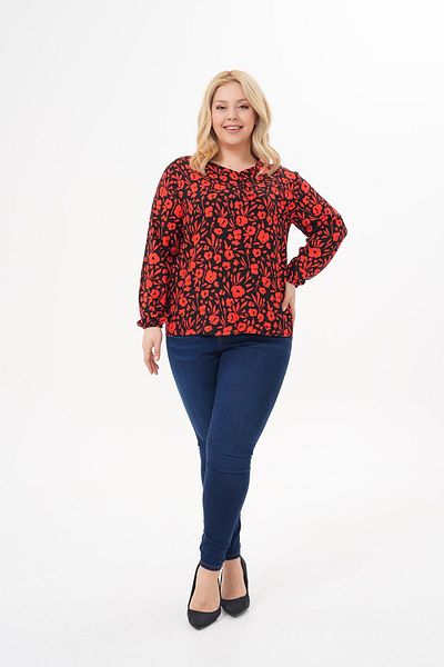 WestBound Women's Large Size Long Sleeve Summer Print Blouse |   Tunic |   Shirt