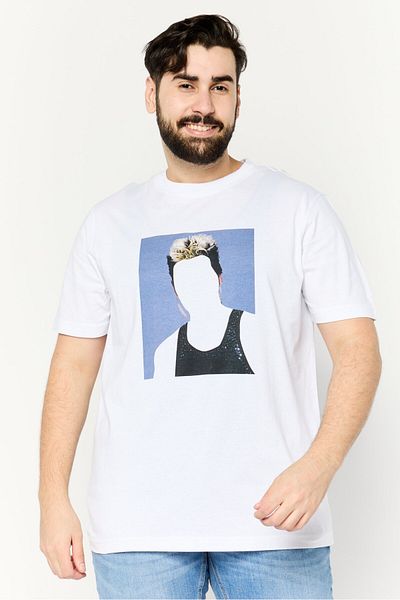 Diesel Men Crew Neck Short Sleeves Graphic Print T-shirt, White Combo