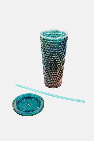 Vessel Metallic Tumbler With Lid Straw 710ml, Green