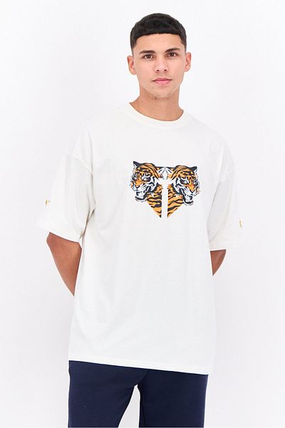 Puma Men Sportswear Fit Short Sleeve Outdoor T Shirt, White Combo