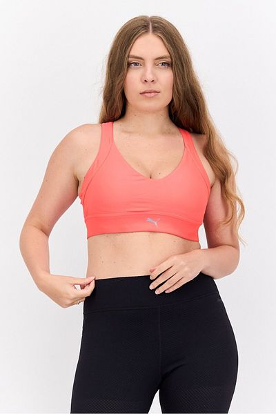 Puma Women Brand Logo Padded Sports Bra, Dark Pink