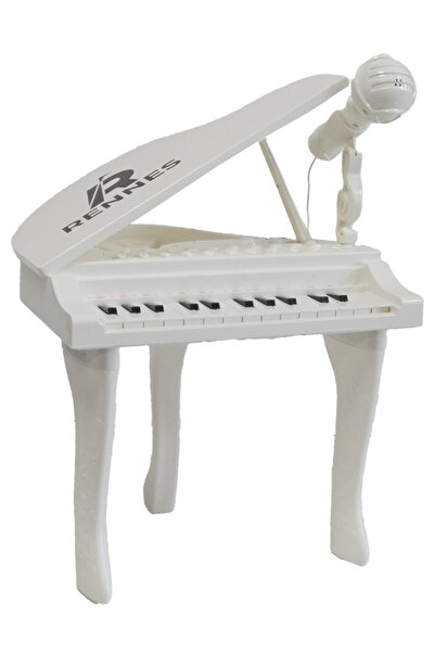 rennes NP-800WH Akustik Görünümlü 25 Tuşlu Dijital Elektronik Mikrofonlu Çocuk Piyanosu Beyaz