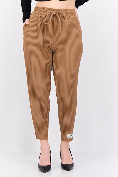 The Giving Movement Women Regular Fit Textured Tapered Pants, Tan