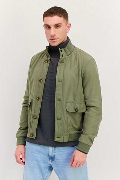 Geox Men Solid Jacket Shirt, Olive