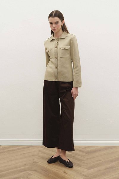 Hooopstore Παντελόνι Gabardine Loose Brown