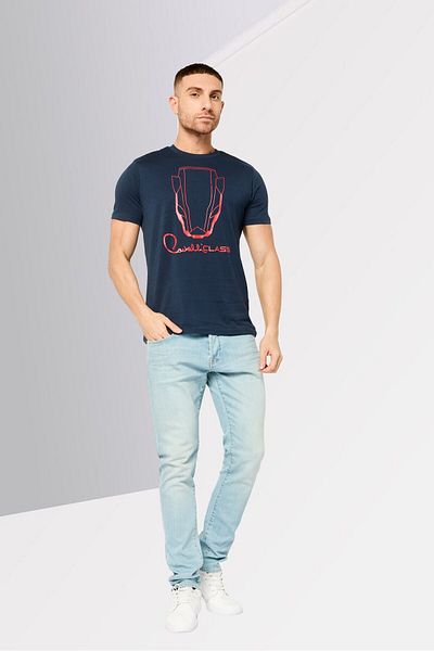 Cavalli Class Men Crew Neck Short Sleeve Graphic Print T-shirt, Navy