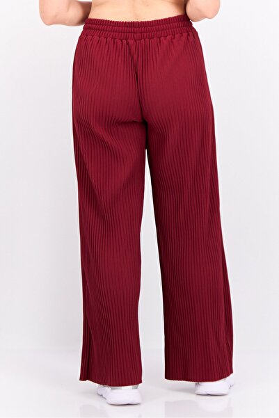 The Giving Movement Women Regular Fit Wide Leg Textured Palazzo Pants, Maroon