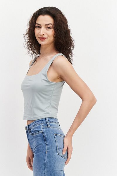 Gentle Fawn Women Square Neck Sleeveless Plain Tank Top, Sage