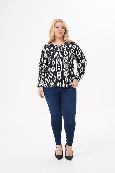 WestBound Women's Large Size Long Sleeve Summer Ethnic Pattern Blouse |   Tunic |   Shirt