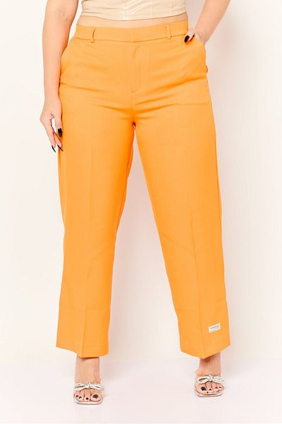 The Giving Movement Women Solid Split Hem Palazzo Pants, Orange