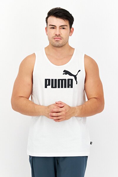 Puma تي شيرت تدريب رجالي رياضي مناسب بشعار العلامة التجارية، باللون الأبيض